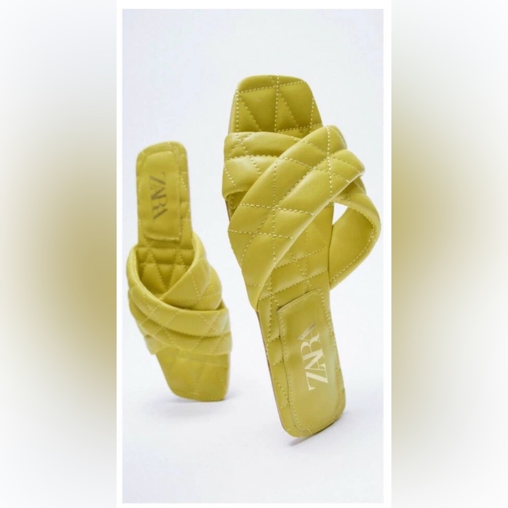 Zara Women's Yellow Quilted Sandals
